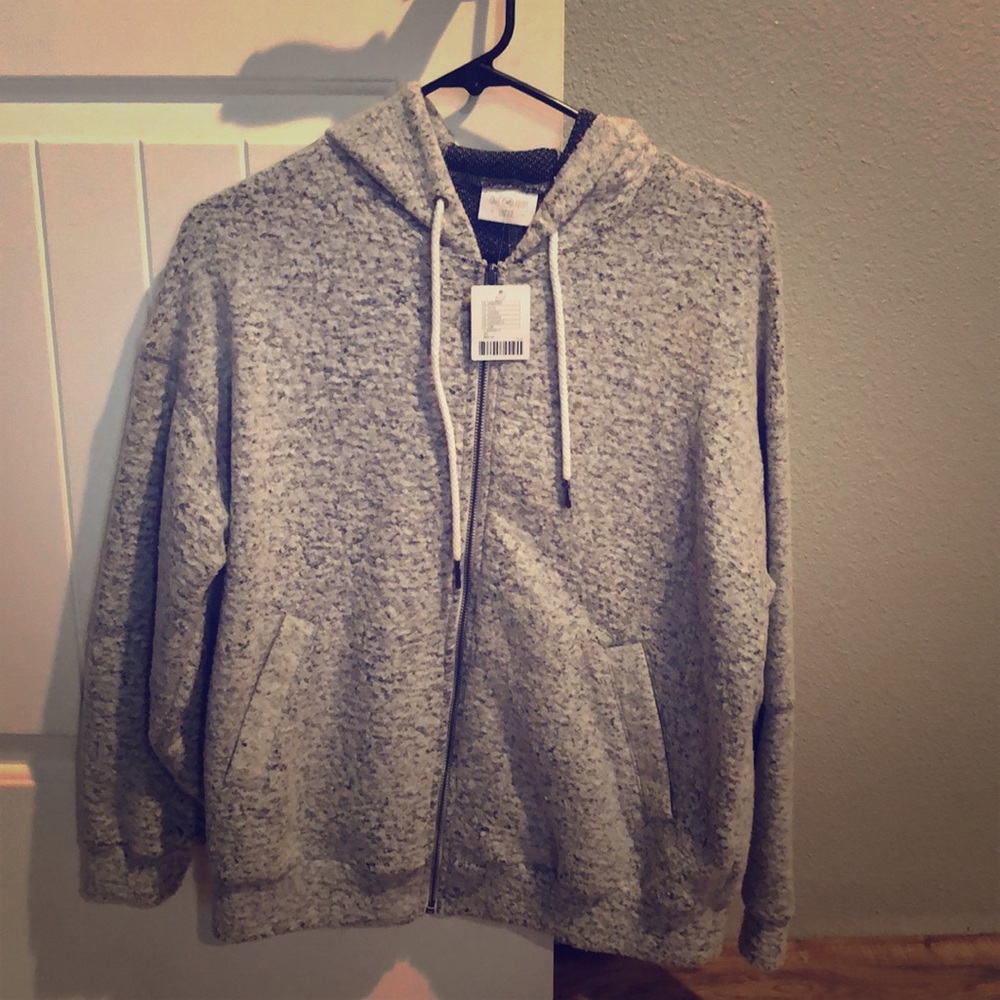 Furry cozy hooded zip up jacket